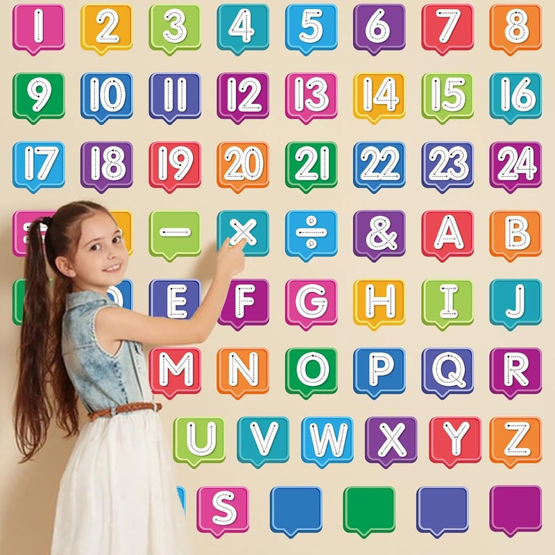FLYAB Alphabet & Number Wall Stickers - Colored Removable Eduacational Letters Decals for Kids Bedroom Preschool Line Up Spots for Classroom Floor Reading Corner Decorations - Image 3